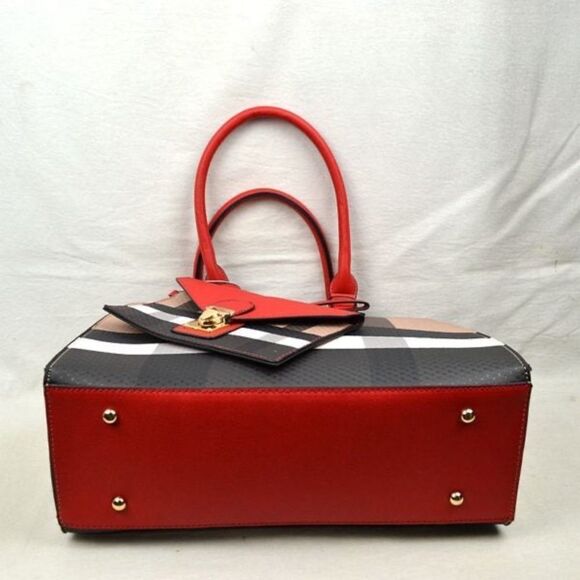 2N1 Checker Plaid print Ribbon Detail Tote - Picture 8 of 9